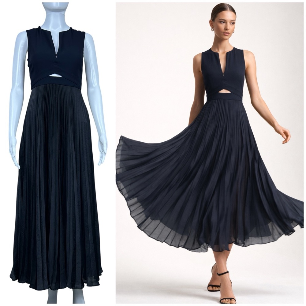A.L.C. Cornelia Pleated Midi Dress Size 0 Black Flowy Event Fairy Whimsigoth